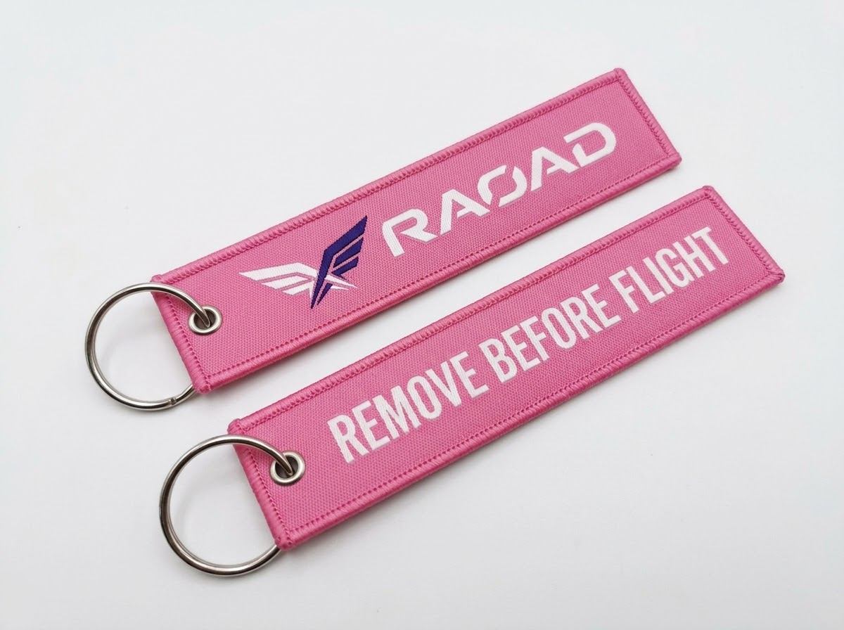 Pink woven fabric keychains